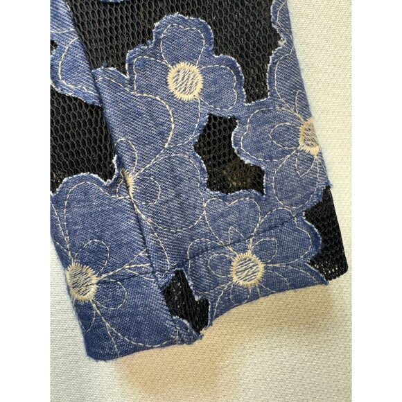 N by Nancy Women's 2 Button Casual Blazer Size M Navy Blue Floral Long Sleeve - Picture 11 of 15